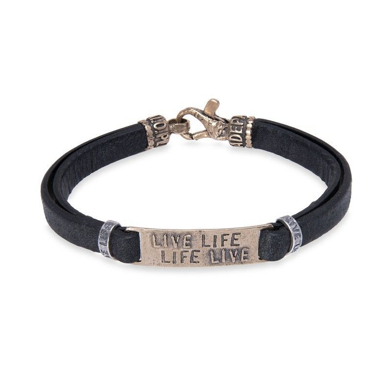 MB207X Pulsera Plata de Palo de hombre modelo Zaba de cuero, plata y bronce para hombre