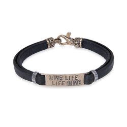 MB207X Pulsera Plata de Palo de hombre modelo Zaba de cuero, plata y bronce para hombre