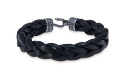 MB231X Pulsera Plata de Palo unisex de cuero negro trenzado discreta y elegante