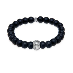 MB257X Pulsera PLATA DE PALO de hombre de bolas ónix colección Nilam