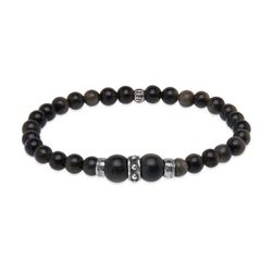 MB271X Pulsera Plata de Palo de bolas de hombre Nagare de obisidiana y plata de ley