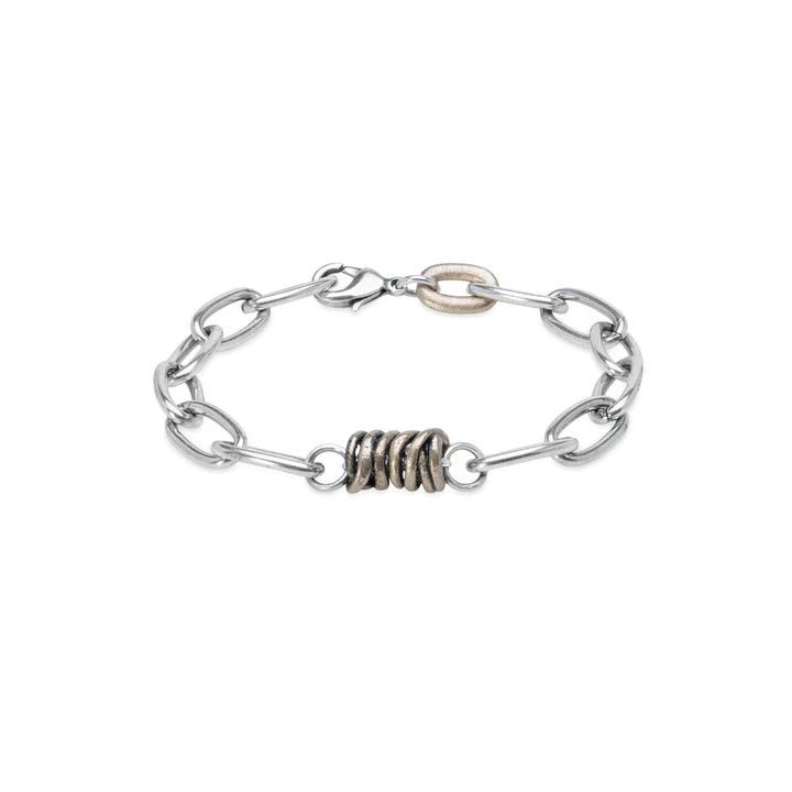 MB285X Pulsera Plata de Palo de Hombre modelo Aminn cadena bañada en plata de ley  925 y bronce