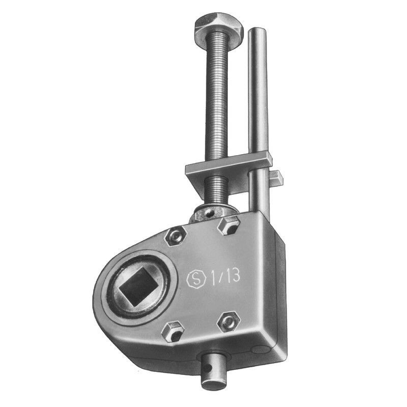 Mecanismo CARDAN OBRA 45 kg R:1/13 con rotula (Final carrera de 8 vueltas de eje) - entrada Q. 15 mm.