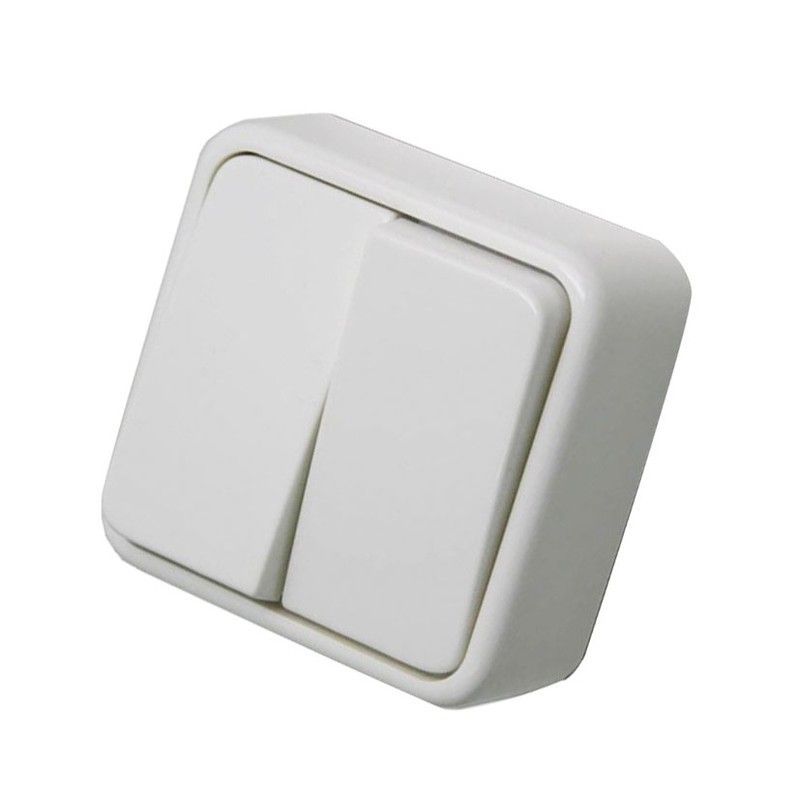 Mecanismo de superficie DUOLEC. Doble Conmutador Superficie Blanco