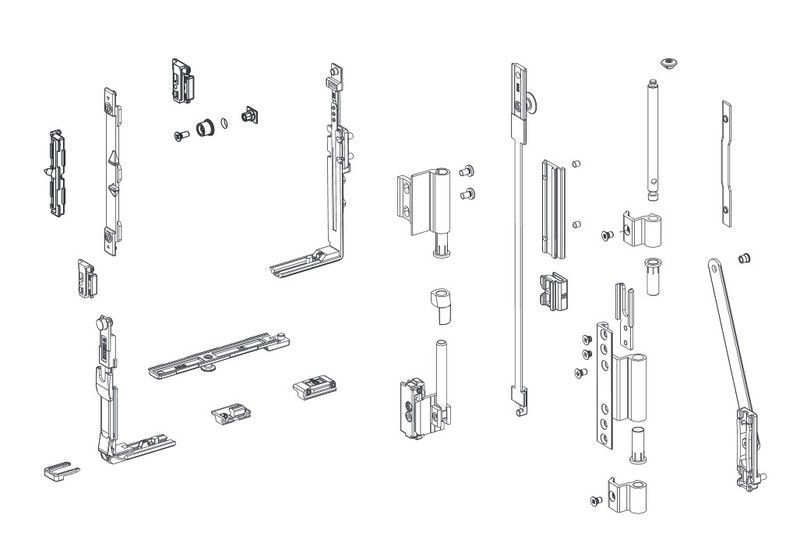 Mecanismo oscilobatiente curvo y falsa escuadra+compas
