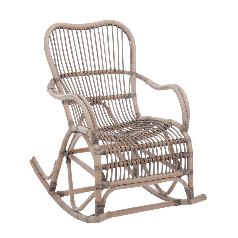 Mecedora de Exterior de Mimbre Gris, 110x66x93 cm