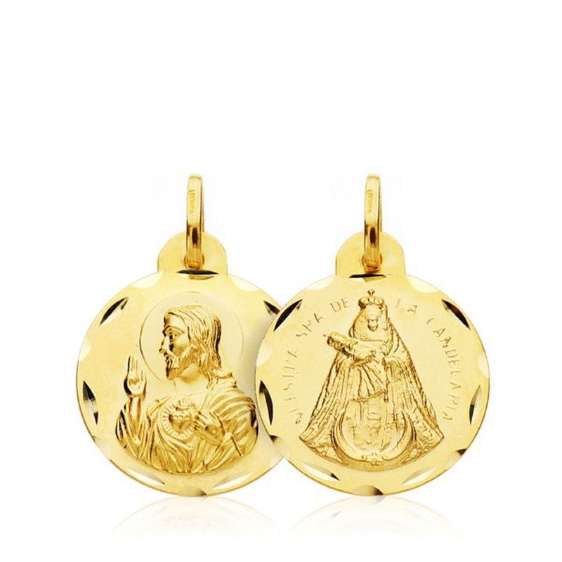 Medalla Escapulario Corazón de Jesús Virgen de la Candelaria Oro 18kts 16mm 07000749