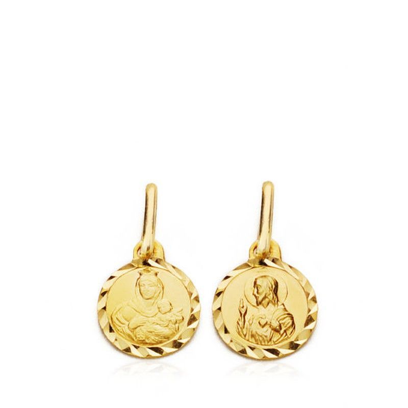 Medalla Escapulario Corazón de Jesús Virgen del Carmen Oro 18kts 7mm 2851-CJ/VC