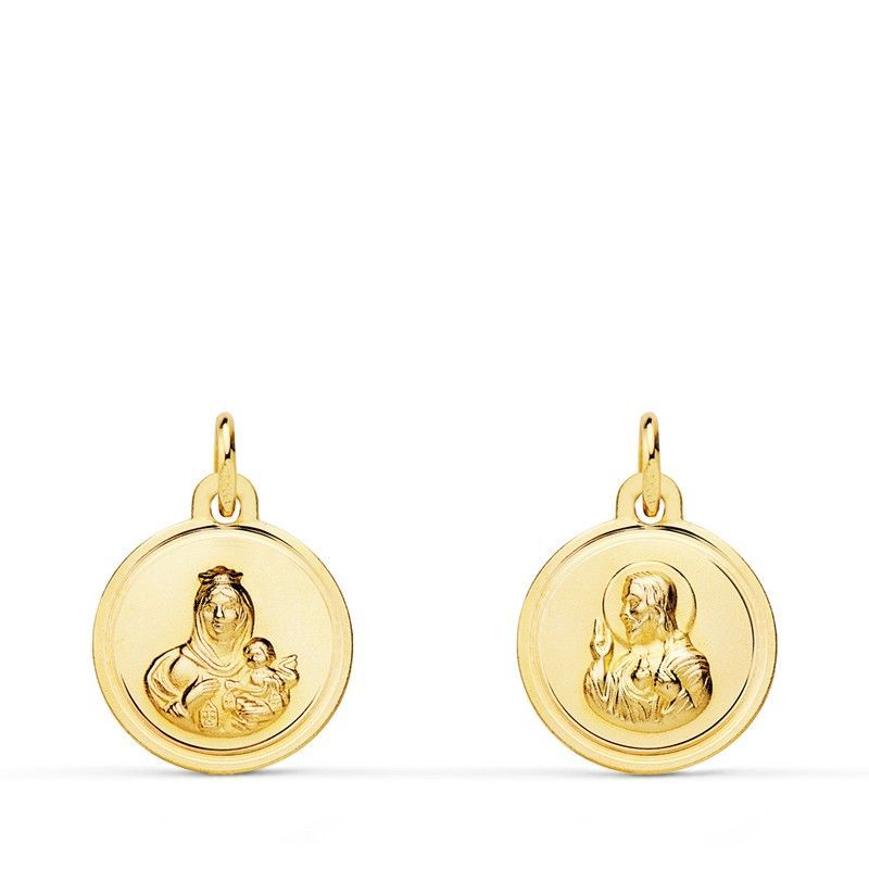 Medalla Escapulario Corazón de Jesús Virgen del Rocio Oro 18kts 7mm 2851-CJ/VR
