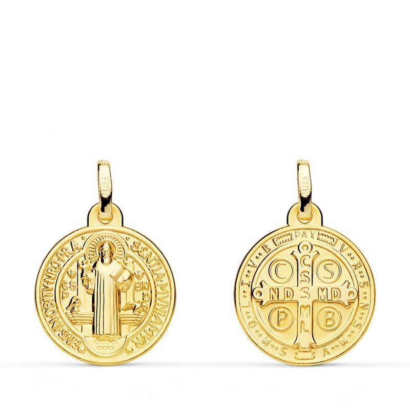 Medalla Escapulario San Benito Monje Oro 18kts 16mm P8098-016