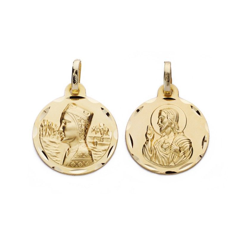 Medalla Escapulario Virgen de Montserrat Corazón de Jesús Oro 18kts 16mm 12000662