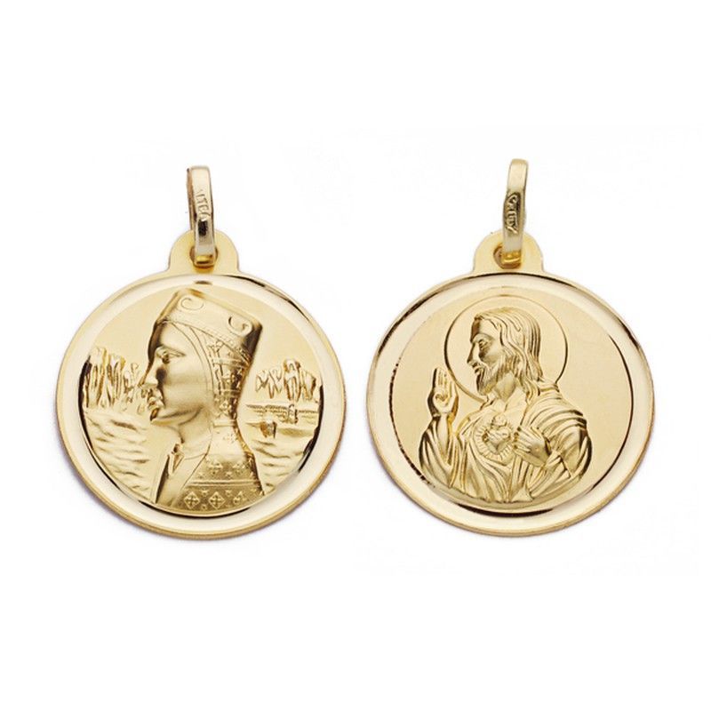 Medalla Escapulario Virgen de Montserrat Corazón de Jesús Oro 18kts 18mm 12000663