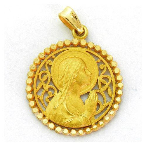 Medalla Oro 18kts Ave Manos Calada 22mm MK1/14/2/22