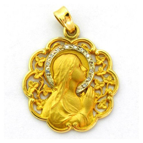 Medalla Oro 18kts Ave Manos Con Brillantes 25mm MCK1/6/2/25