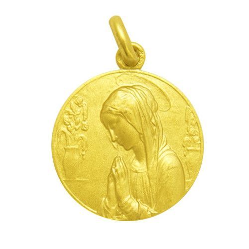 Medalla Oro 18kts Ave Maria Flores 18mm M1/1/139/18