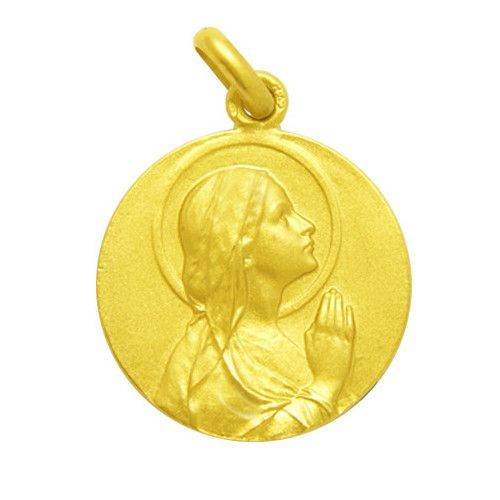 Medalla Oro 18kts Ave Maria Manos 20mm M1/1/2/20