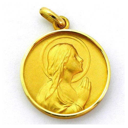 Medalla Oro 18kts Ave Maria Manos 23mm M1/9/2/23