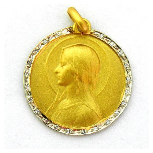 Medalla Oro 18kts Ave Velo Con Brillantes 16mm MO1/1/1/16