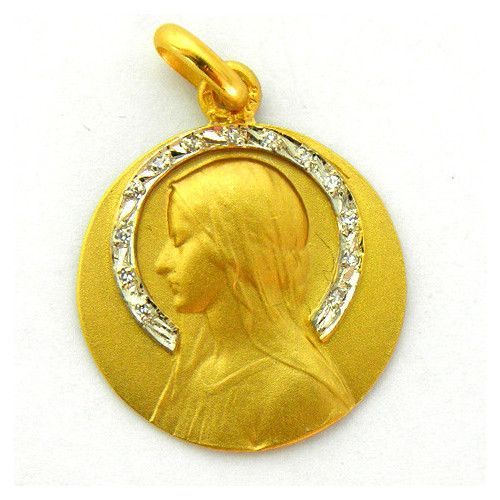 Medalla Oro 18kts Ave Velo Con Brillantes 18mm MO1/1/1/18