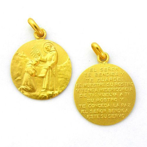 Medalla Oro 18kts Bendición San Francisco 20mm M1/1/125/20