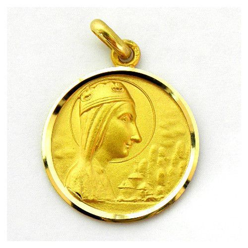 Medalla Oro 18kts Nuestra Sra De Montserrat Biselado 20mm M1/11/13/20