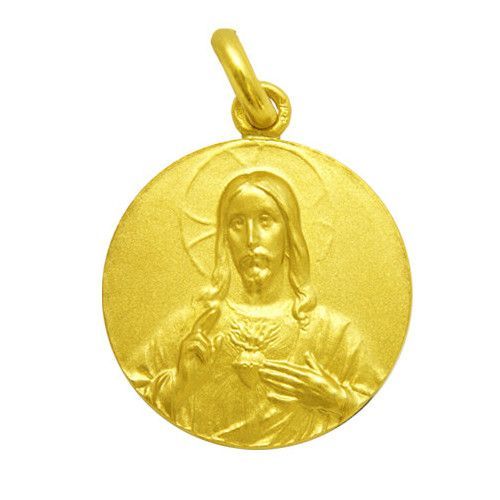 Medalla Oro 18kts Sagrado Corazón De Jesús 14mm M1/1/11/14