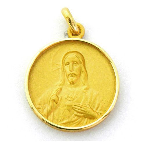 Medalla Oro 18kts Sagrado Corazón De Jesús Media Cańa 17mm M1/9/11/17