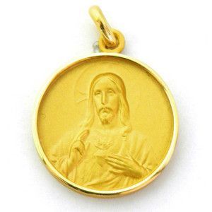 Medalla Oro 18kts Sagrado Corazón De Jesús Media Cańa 21mm M1/9/11/21