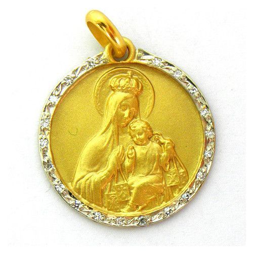 Medalla Oro 18kts Virgen del Carmen Con Orla 16mm MO1/1/10/16