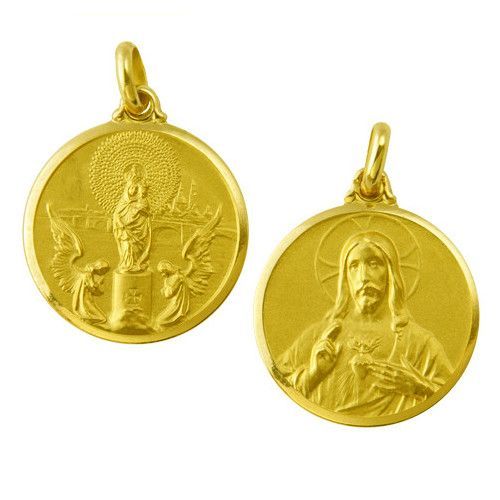Medalla Oro 18kts Virgen Del Carmen Manto Rectangular 24x16mm M1/30/145/24