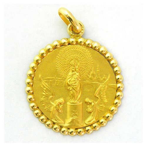 Medalla Oro 18kts Virgen Del Perpetuo Socorro Con Orla Con Brillantes 18mm MO1/1/27/18
