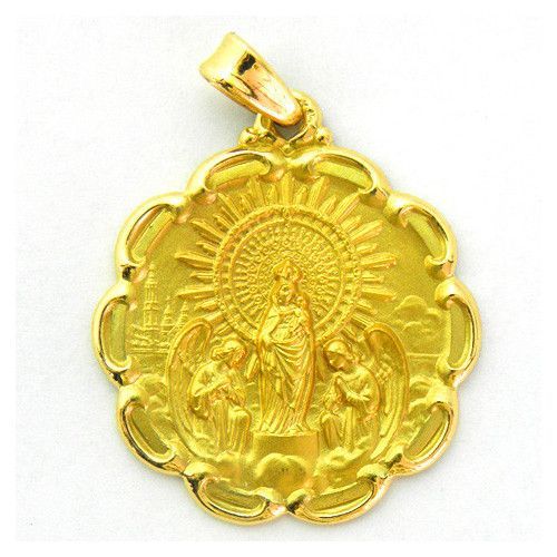 Medalla Oro 18kts Virgen Del Pilar 28mm M1/20/9/28