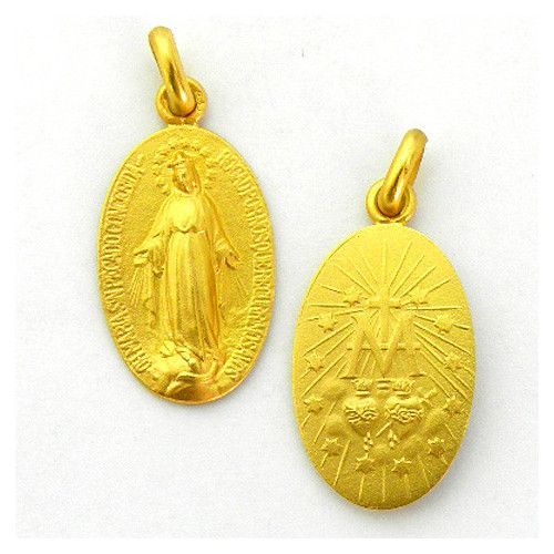 Medalla Oro 18kts Virgen Milagrosa Oval 30mm M1/7/18/30