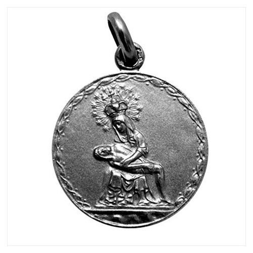 Medalla Plata Envejecida Virgen De La Piedad 25mm MP1/1/135/25