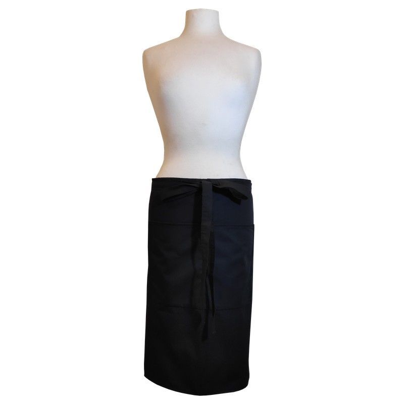 Medio-delantal personalizable largo negro