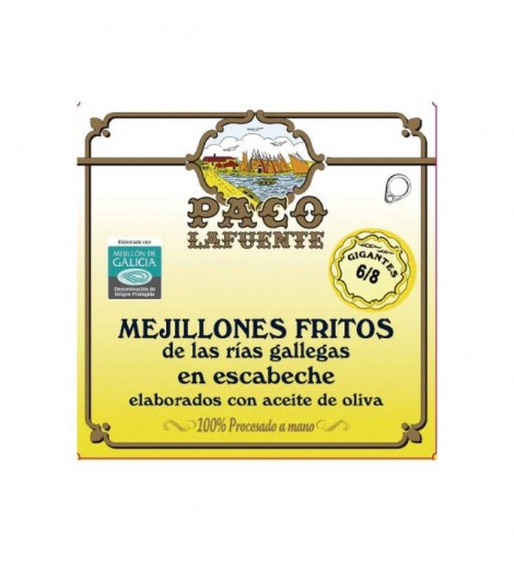 Mejillones fritos en escabeche  6-8 pz paco lafuente ro115 g