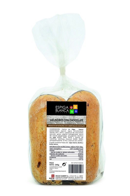 Melindros con chocolate 250 grs