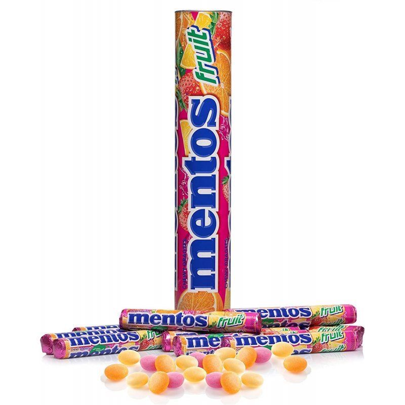Mentos Frutas Maxiroll en Hucha (1 Unidad). Caramelos masticables en stick de frutas