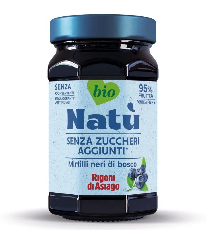 Mermelada Natural Bio Arándanos Negros Sin Azúcar Natú Rigoni 240 Grs