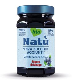 Mermelada Natural Bio Arándanos Negros Sin Azúcar Natú Rigoni 240 Grs