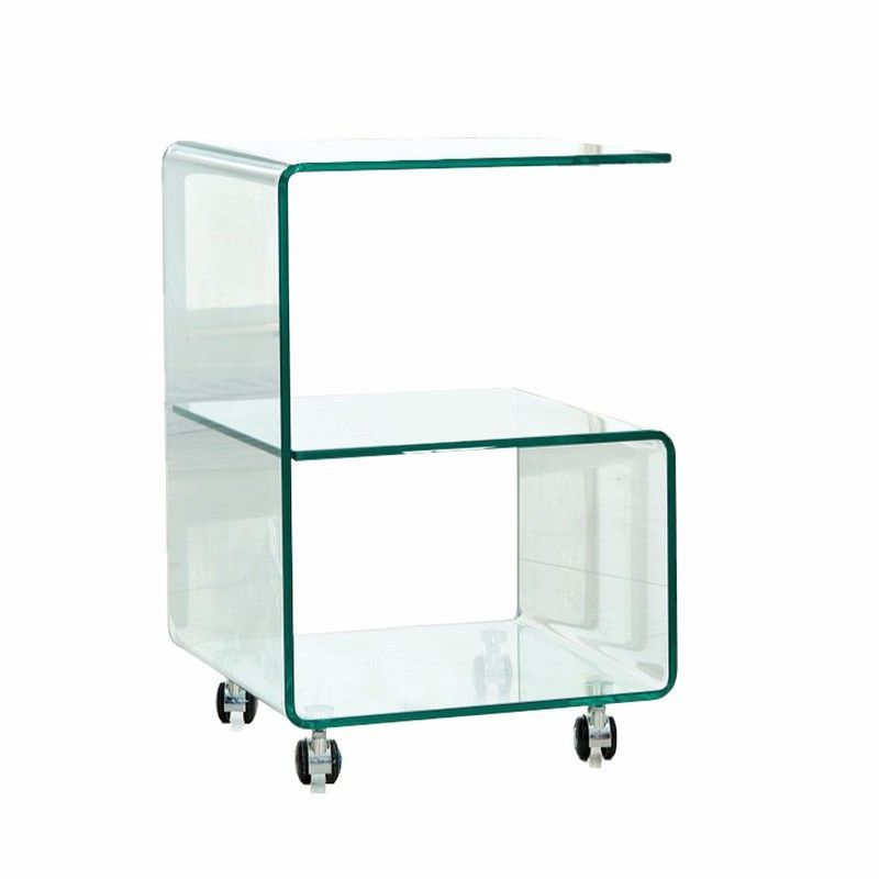 Mesa Auxiliar Cristal con Ruedas 40x40x60 cm