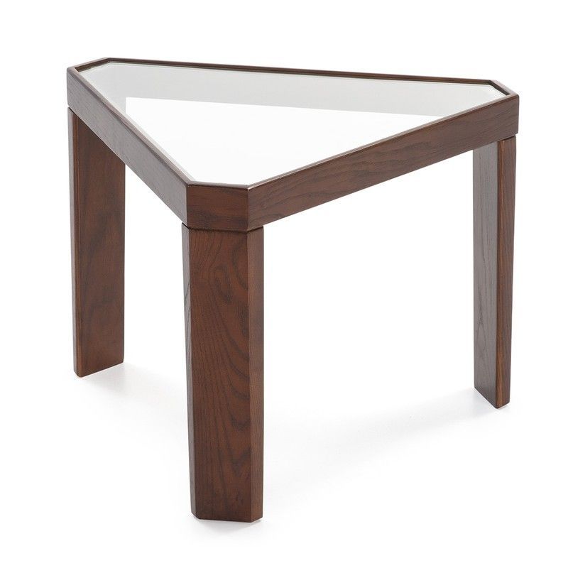 Mesa Auxiliar de Cristal y Madera, 54x47x40 cm