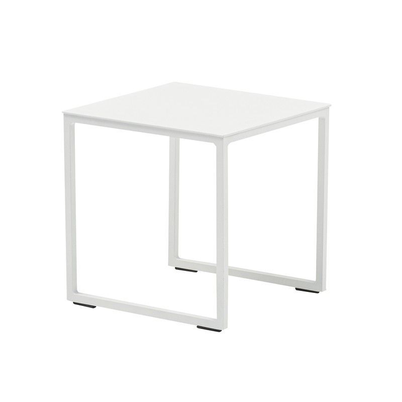 Mesa auxiliar de jardín de aluminio en blanco, 34,5 x 34,5 x 35 cm | Davis