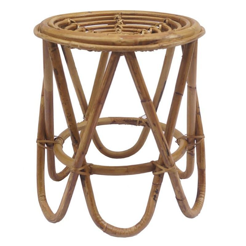 Mesa Auxiliar de Jardín de Ratán, Ø37x41 cm