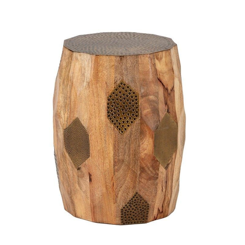 Mesa auxiliar de madera de mango en natural, 29 x 29 x 45 cm | Fabia