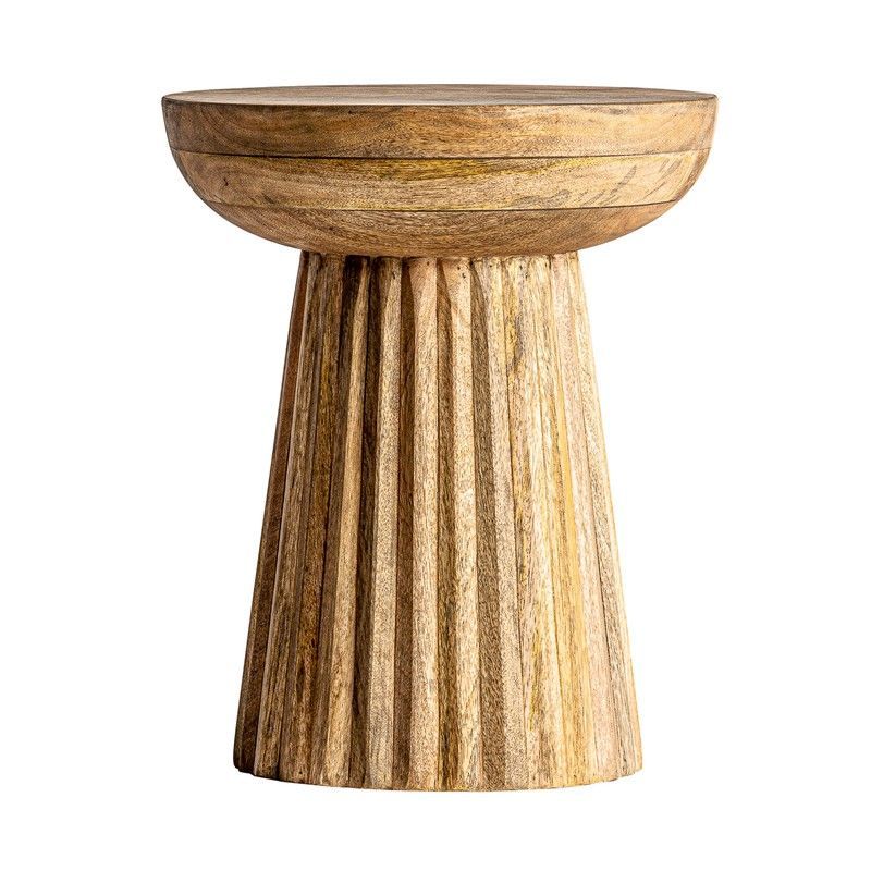 Mesa auxiliar de madera de mango plissé, Ø38x46cm | Plissé Wood