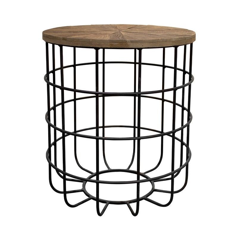 Mesa auxiliar de madera de olmo reciclado, Ø50x60 cm