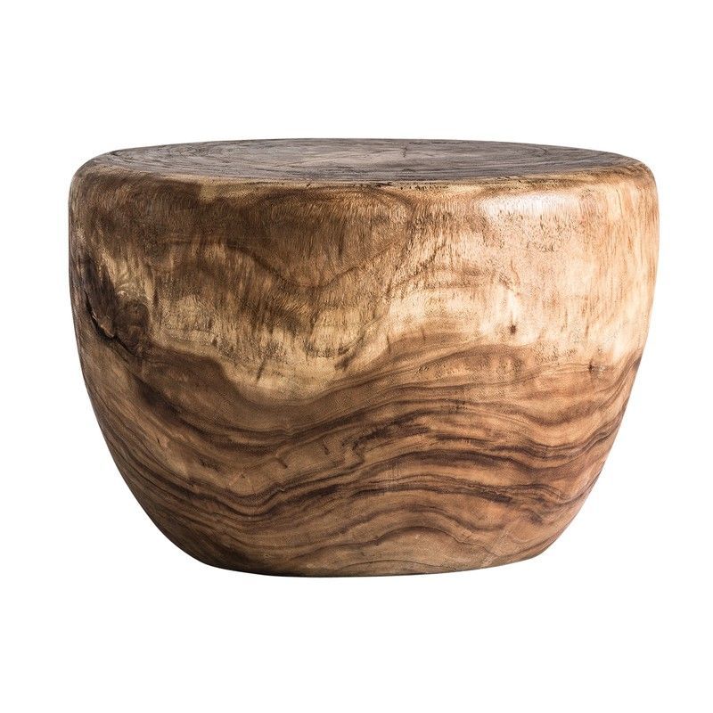 Mesa auxiliar de madera tropical, Ø50x48cm | Chitsa