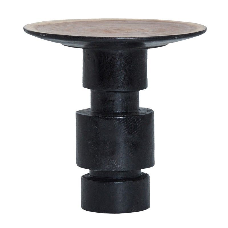 Mesa Auxiliar de Madera Tropical Sauris Madera/Negro, Ø48x50cm
