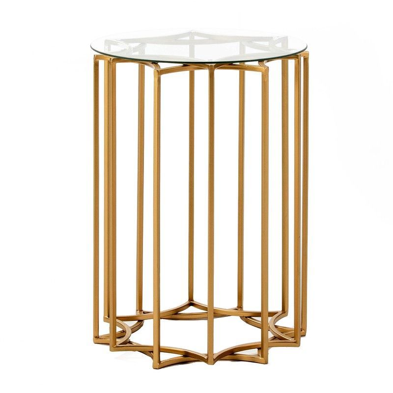 Mesa auxiliar de metal en oro, Ø46x65 cm